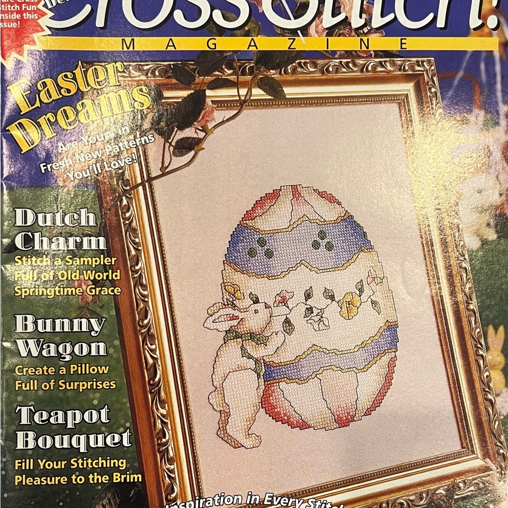 Vintage Cross Stitch Magazine Number 34 Spring Easter Teapot Bouquet‎ Christmas